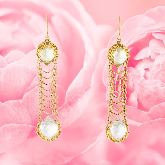 SOLD -Anthony Nak 18k Gold Citrine Ladder Earrings - Picture 3 of 7